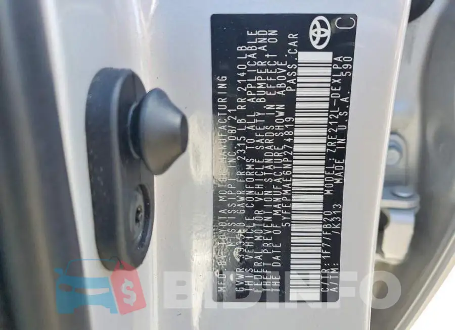 5YFEPMAE6NP274819 Photo# 12