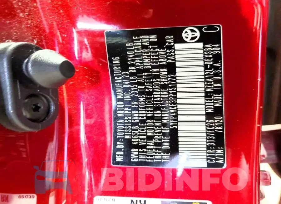 5YFP4MCE3PP151772 Photo# 12