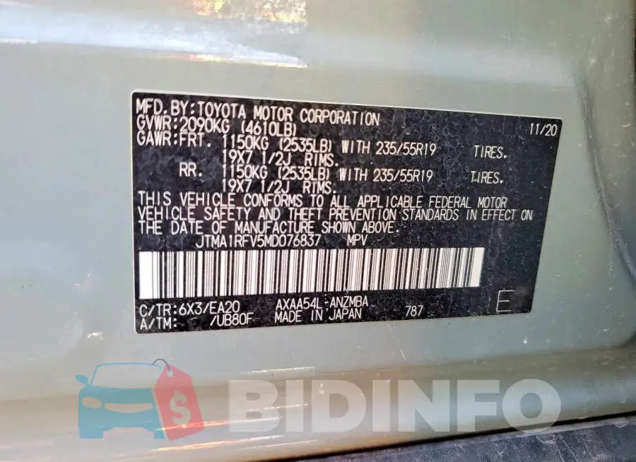 JTMA1RFV5MD076837 Photo# 13