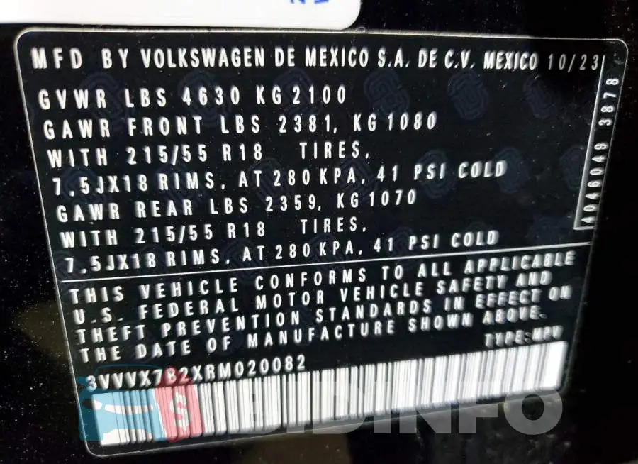 3VVVX7B2XRM020082 Photo# 13