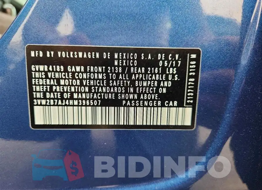 3VW2B7AJ4HM396507 Photo# 12