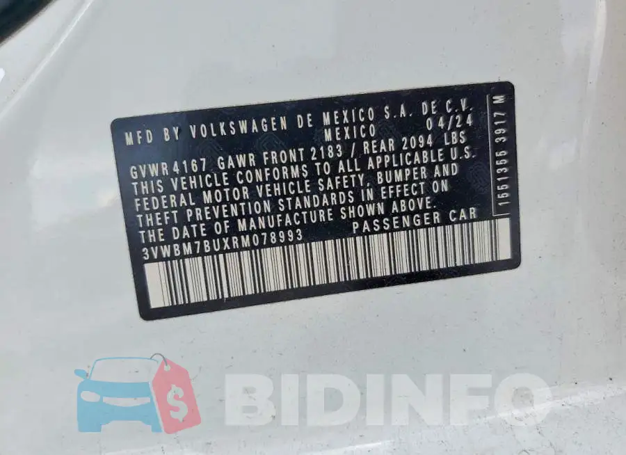 3VWBM7BUXRM078993 Photo# 12