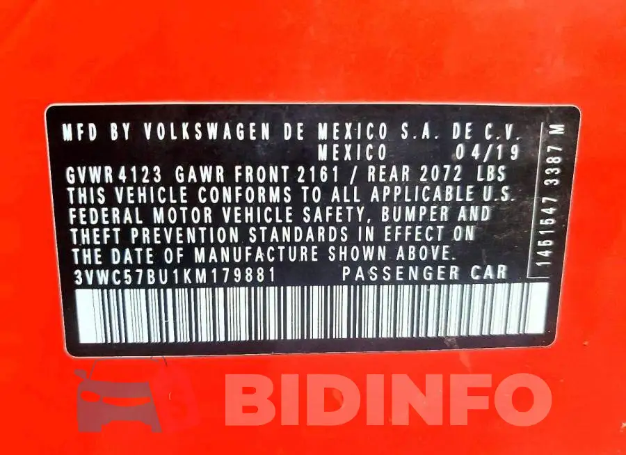 3VWC57BU1KM179881 Photo# 12