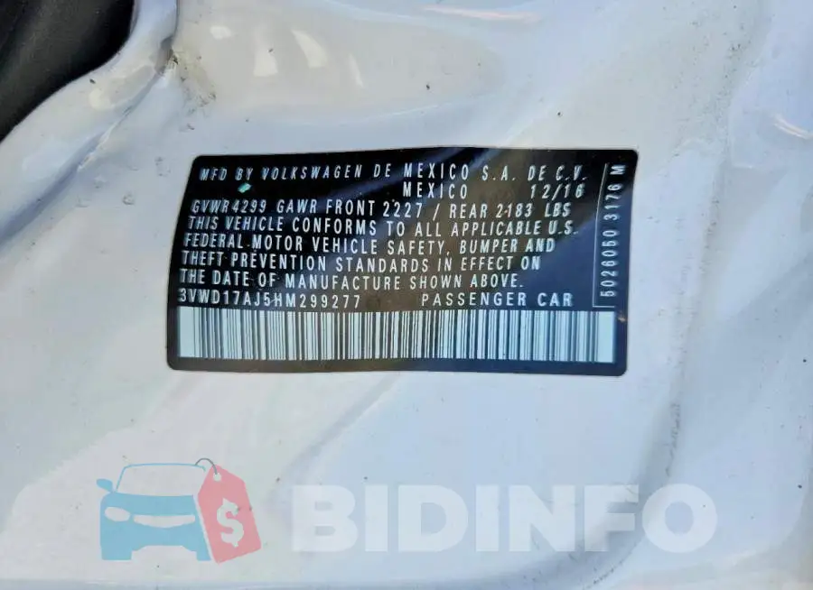 3VWD17AJ5HM299277 Photo# 12
