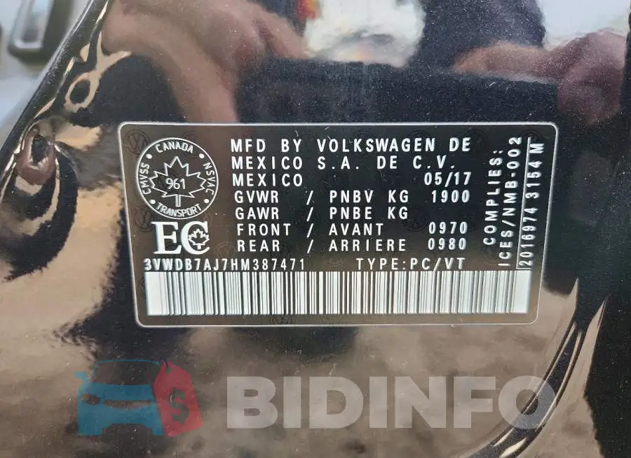 3VWDB7AJ7HM387471 Photo# 12