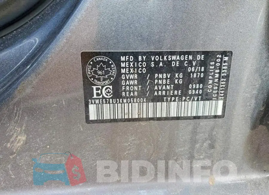 3VWE57BU3KM058004 Photo# 13