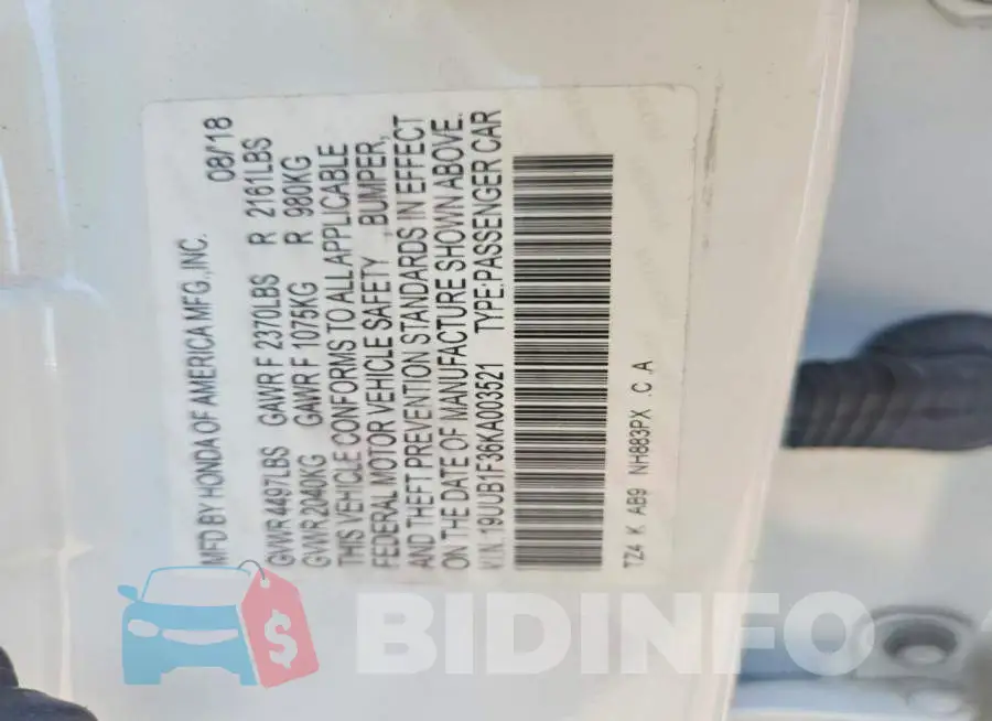 19UUB1F36KA003521 Photo# 12