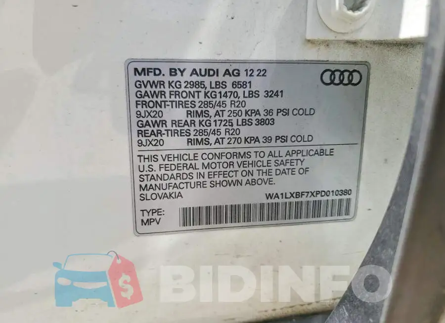 WA1LXBF7XPD010380 Photo# 13