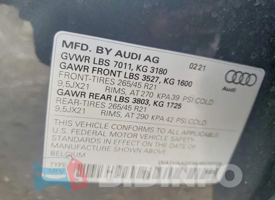 WA1VAAGE8MB030376 Photo# 13