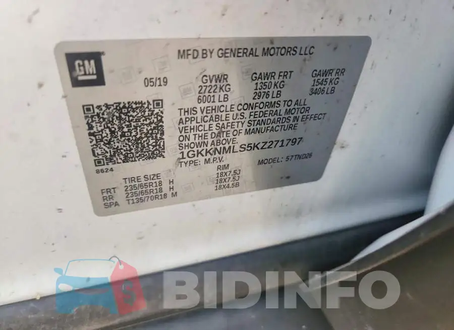 1GKKNMLS5KZ271797 Photo# 12