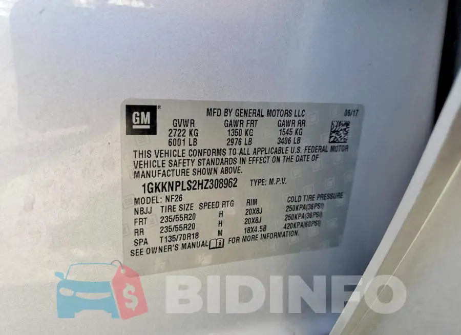 1GKKNPLS2HZ308962 Photo# 13