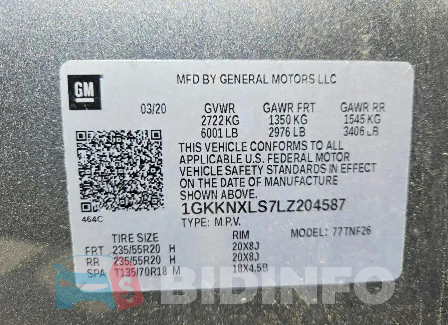 1GKKNXLS7LZ204587 Photo# 13
