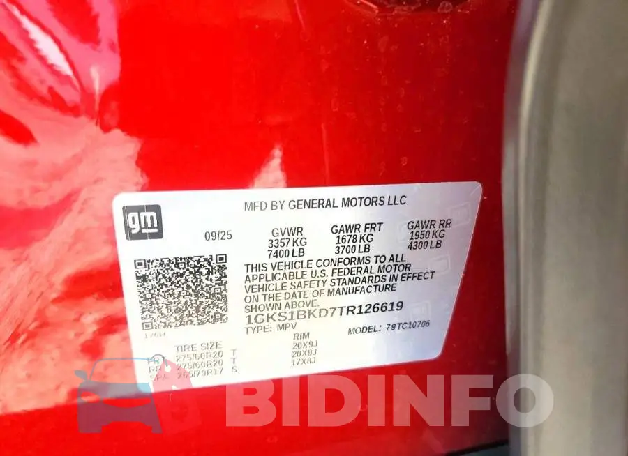 1GKS1BKD7TR126619 Photo# 13
