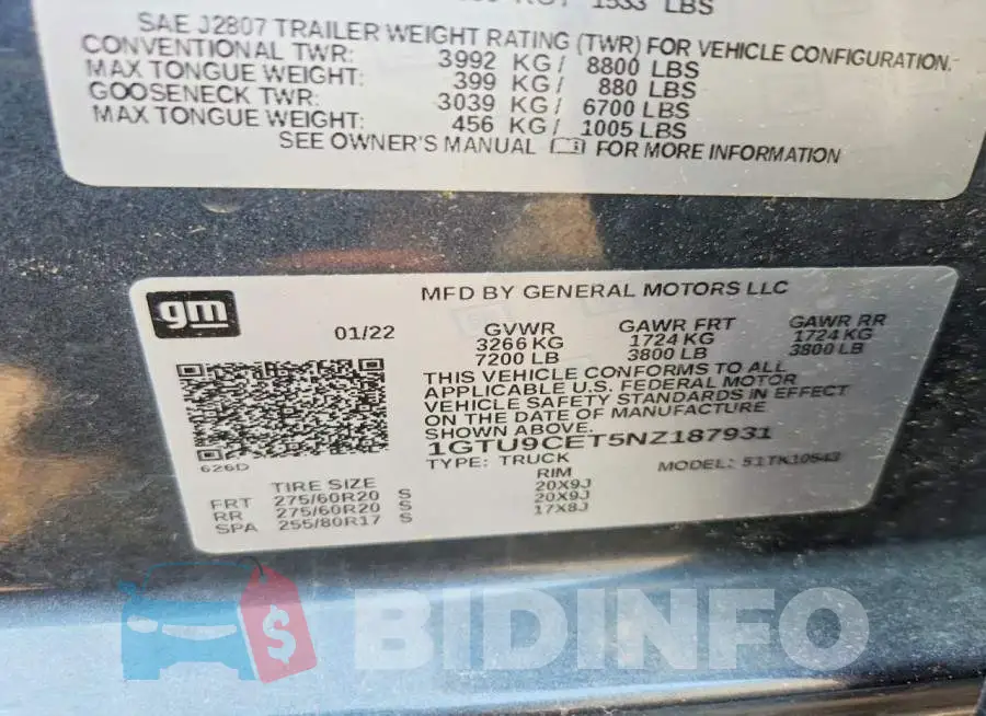 1GTU9CET5NZ187931 Photo# 12