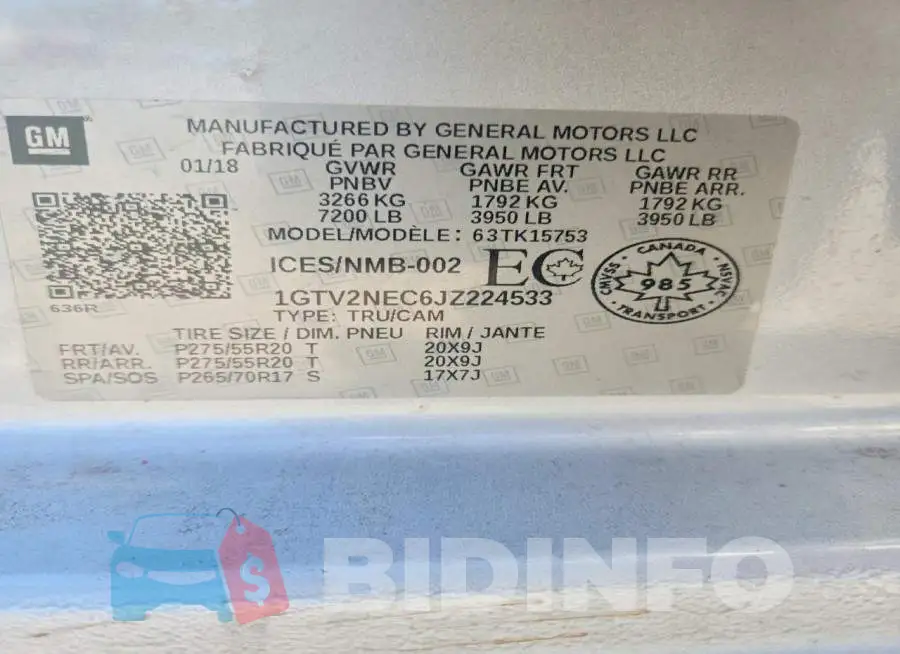 1GTV2NEC6JZ224533 Photo# 12