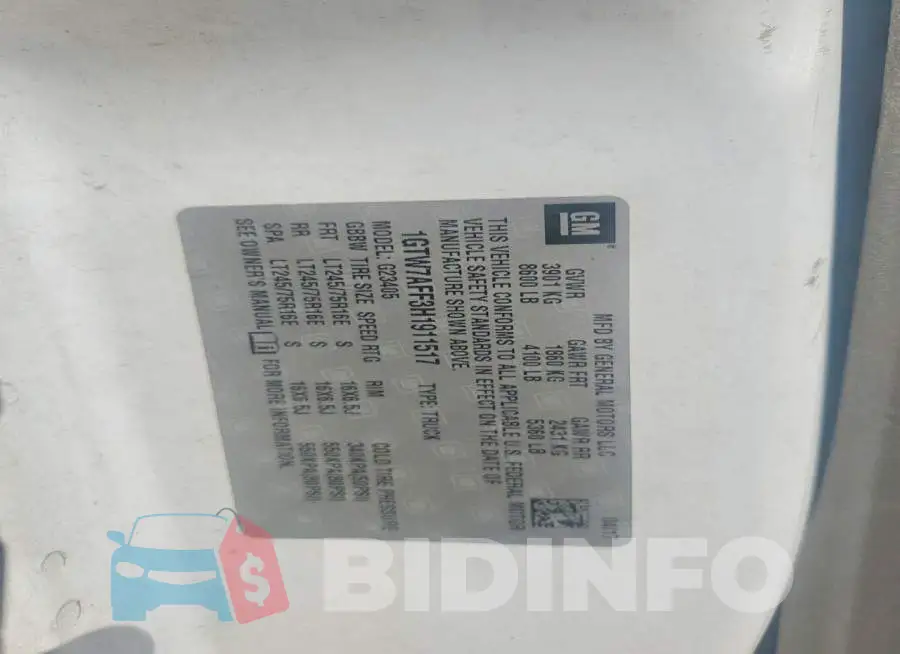 1GTW7AFF3H1911517 Photo# 13