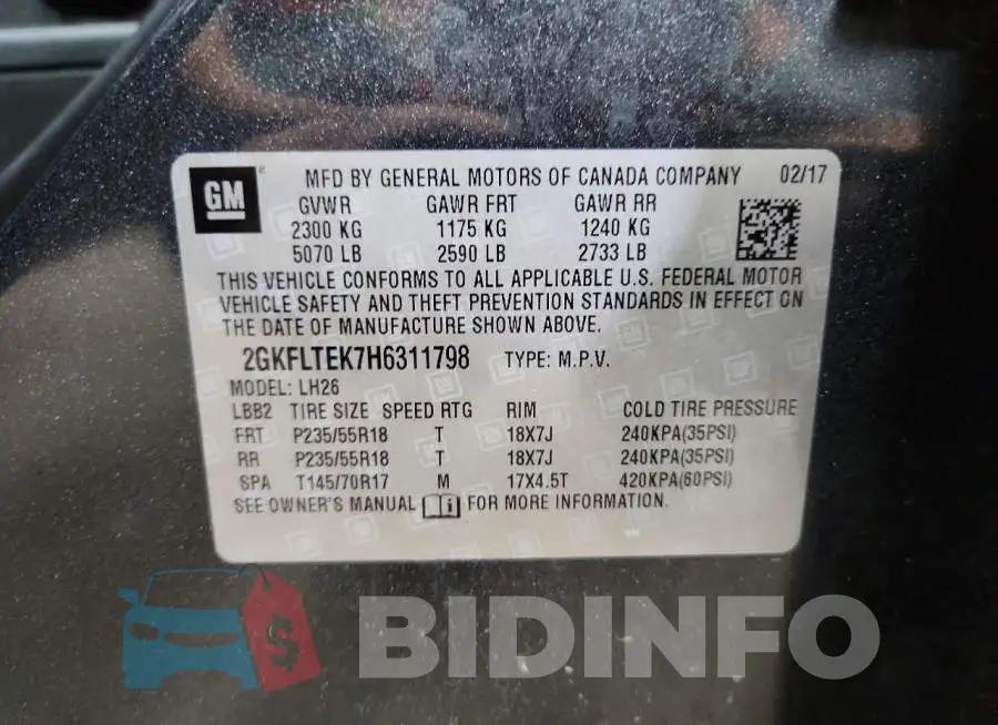 2GKFLTEK7H6311798 Photo# 13