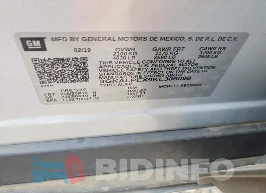 3GKALPEX9KL306098 Photo# 14