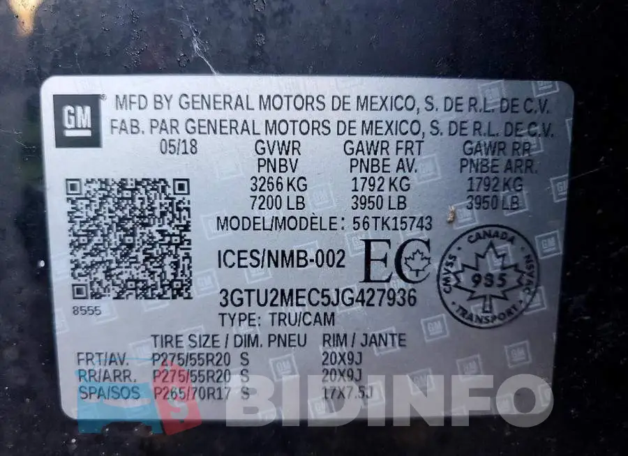 3GTU2MEC5JG427936 Photo# 13