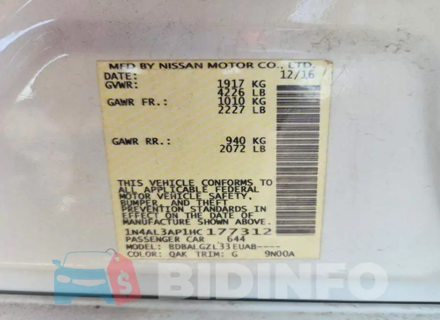 1N4AL3AP1HC177312 Photo# 12