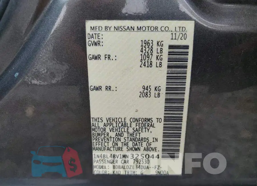 1N4BL4BV1MN325044 Photo# 12