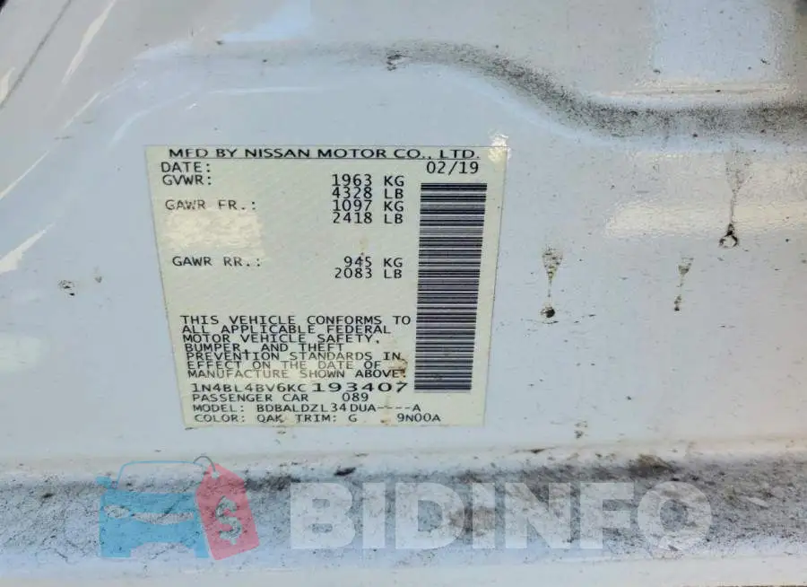 1N4BL4BV6KC193407 Photo# 12