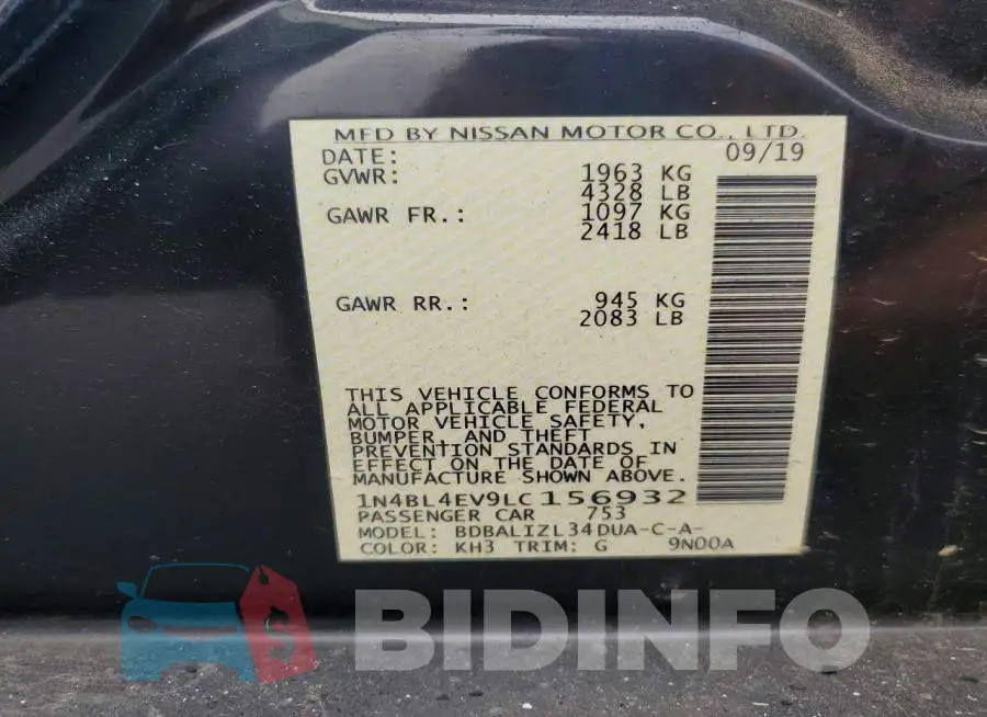 1N4BL4EV9LC156932 Photo# 12