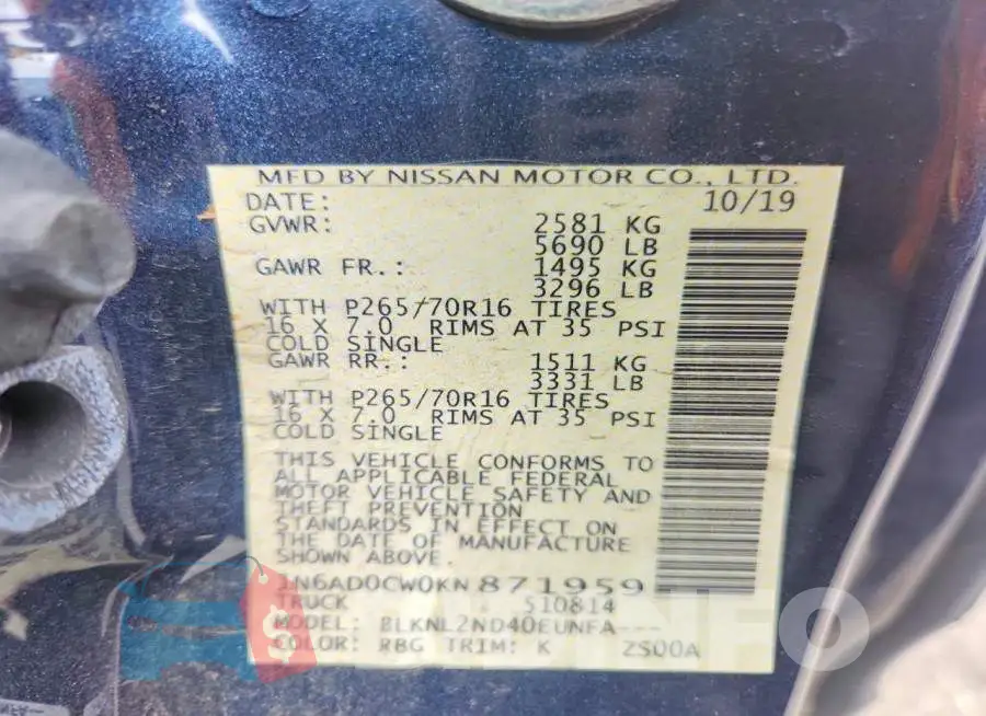1N6AD0CW0KN871959 Photo# 12
