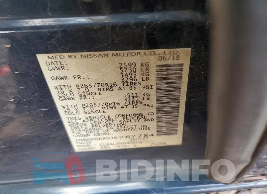 1N6AD0ER0JN767784 Photo# 12