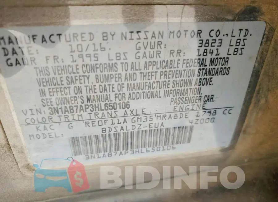 3N1AB7AP3HL650106 Photo# 12