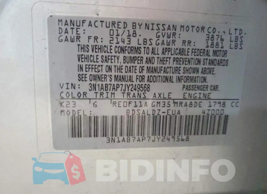 3N1AB7AP7JY249568 Photo# 13