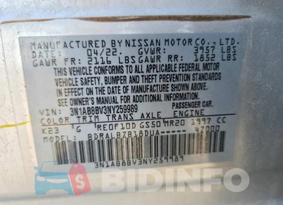 3N1AB8BV3NY259989 Photo# 12