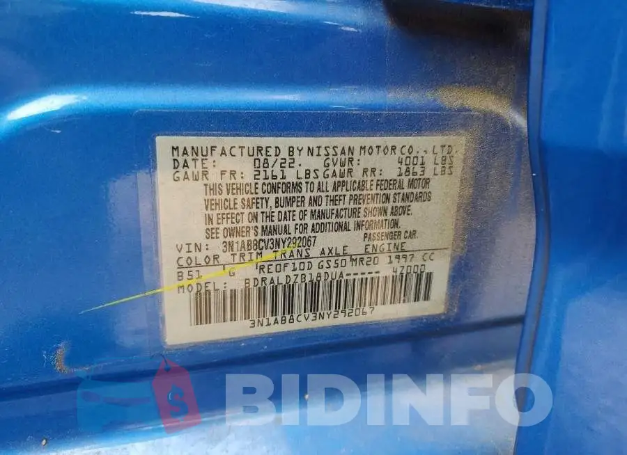 3N1AB8CV3NY292067 Photo# 12