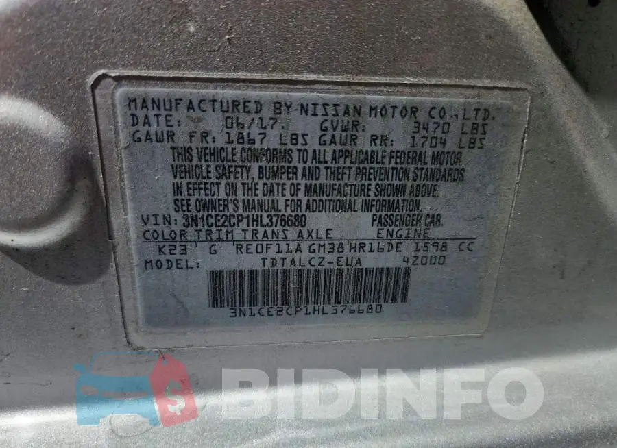 3N1CE2CP1HL376680 Photo# 12
