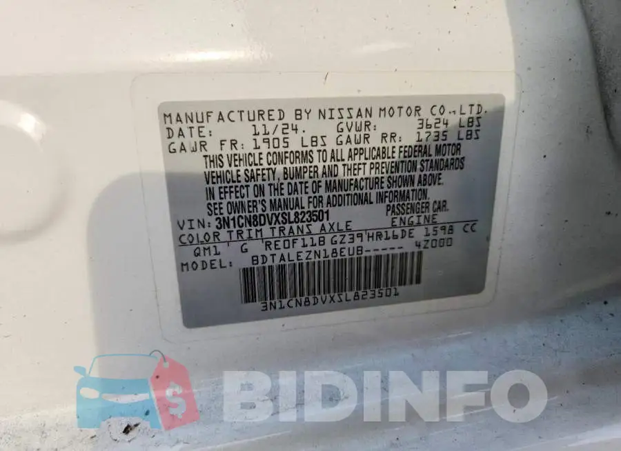 3N1CN8DVXSL823501 Photo# 12