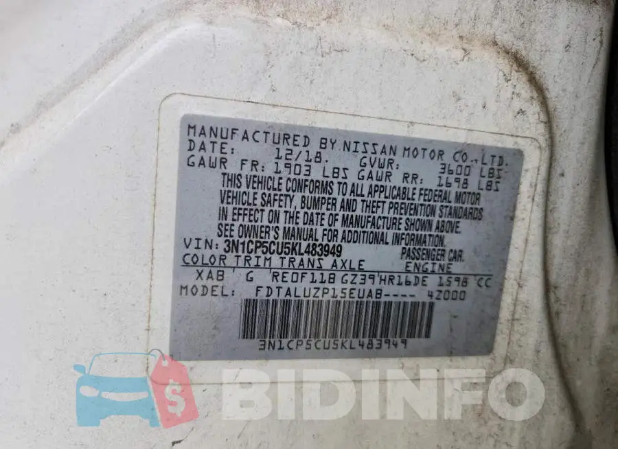 3N1CP5CU5KL483949 Photo# 14