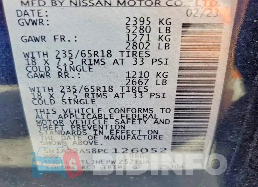 5N1AZ2AS8PC126052 Photo# 14