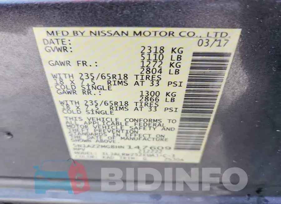 5N1AZ2MG8HN147609 Photo# 13
