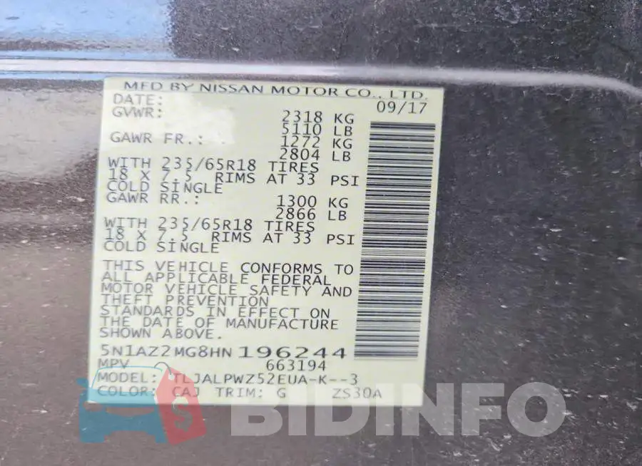5N1AZ2MG8HN196244 Photo# 13