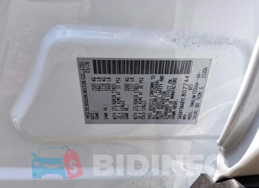 5N1BT3BA8TC807744 Photo# 13