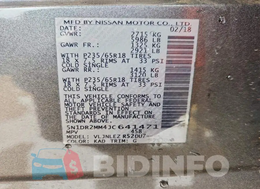 5N1DR2MM4JC641471 Photo# 13