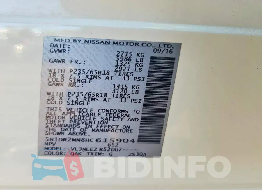 5N1DR2MM8HC615904 Photo# 13