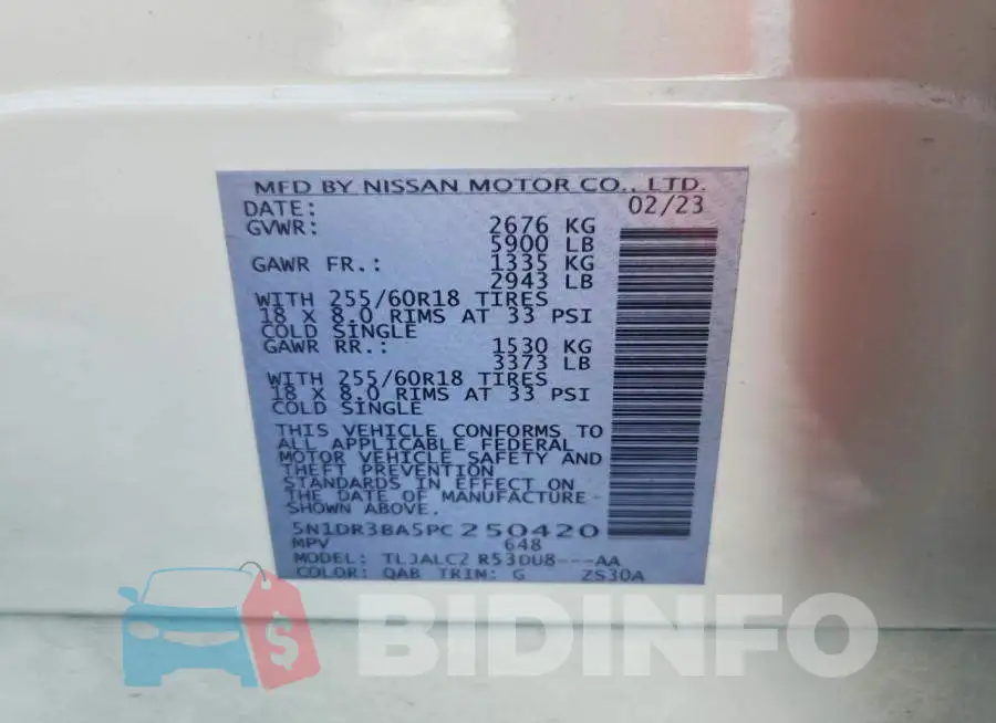 5N1DR3BA5PC250420 Photo# 13