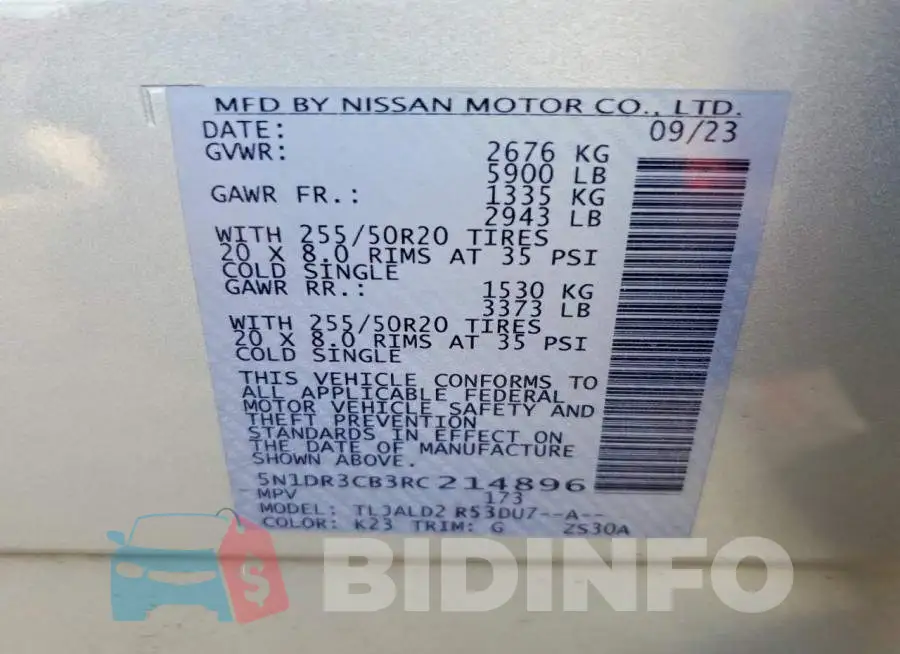 5N1DR3CB3RC214896 Photo# 13