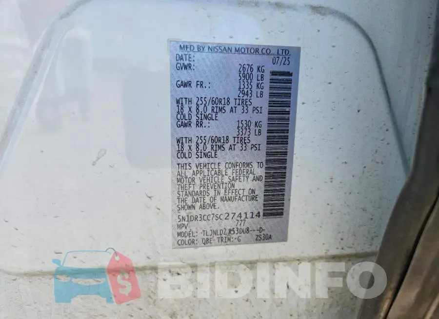 5N1DR3CC7SC274114 Photo# 13