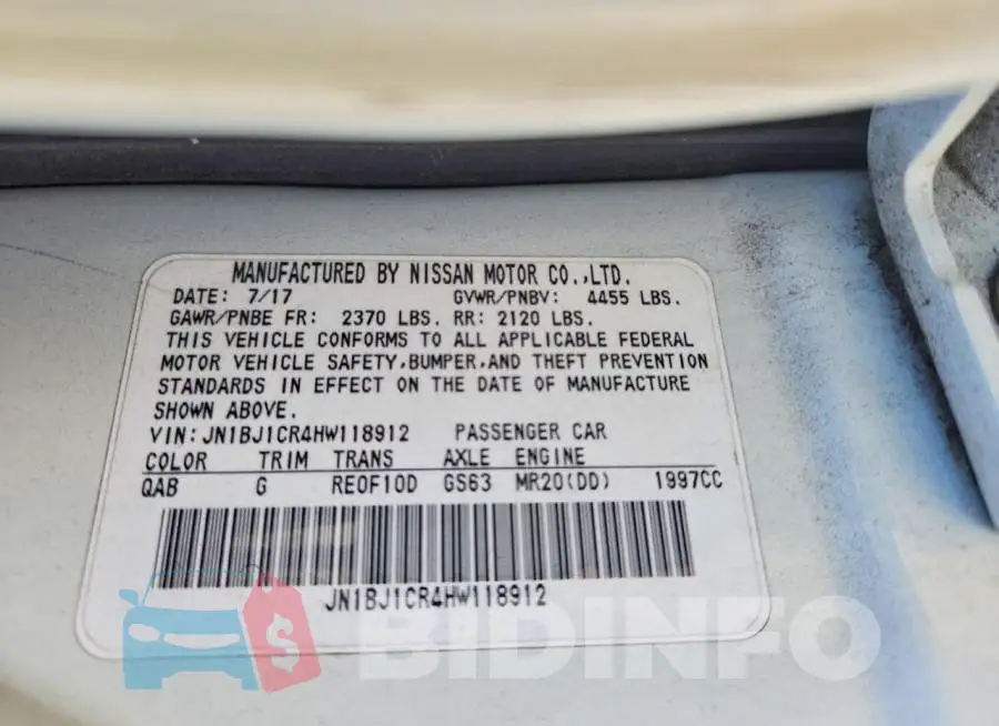 JN1BJ1CR4HW118912 Photo# 13
