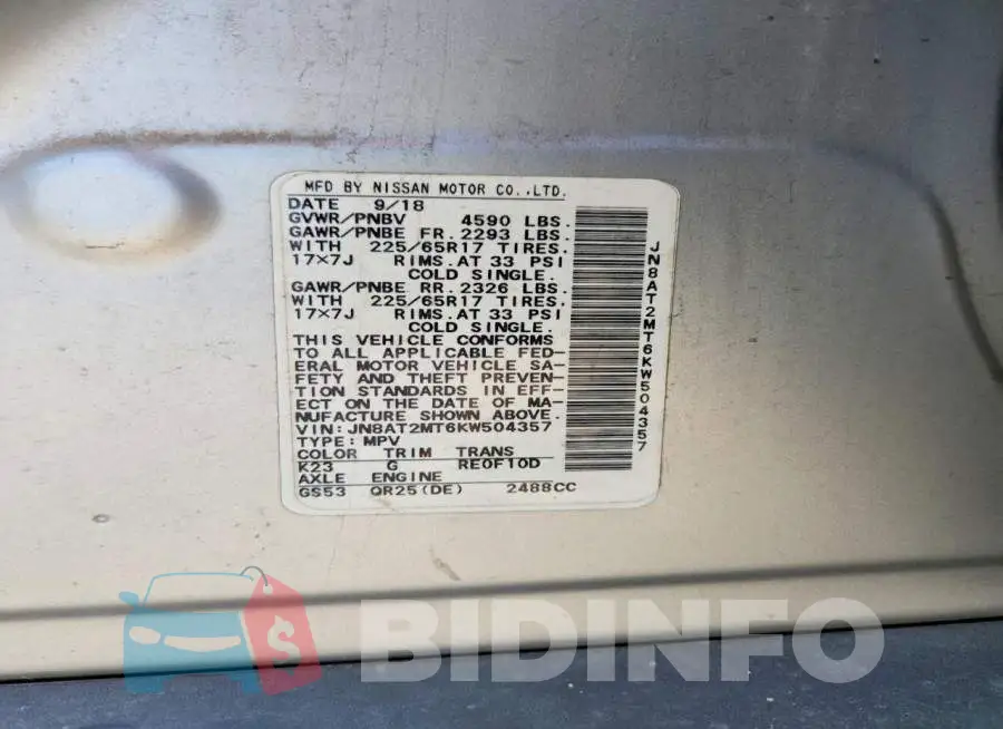 JN8AT2MT6KW504357 Photo# 14