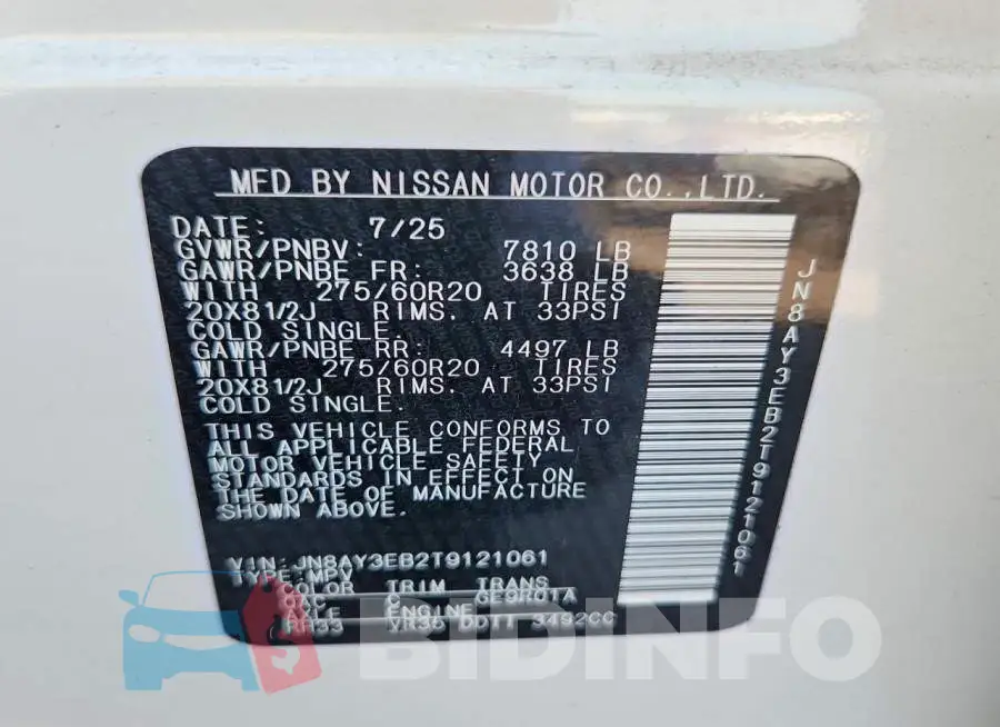 JN8AY3EB2T9121061 Photo# 13