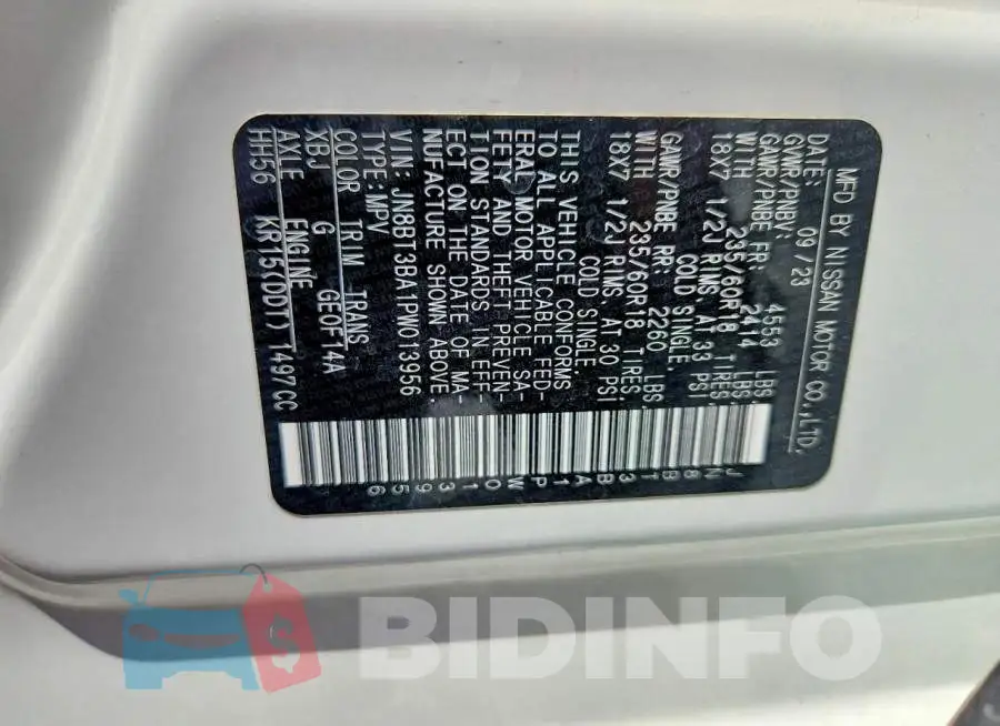 JN8BT3BA1PW013956 Photo# 13