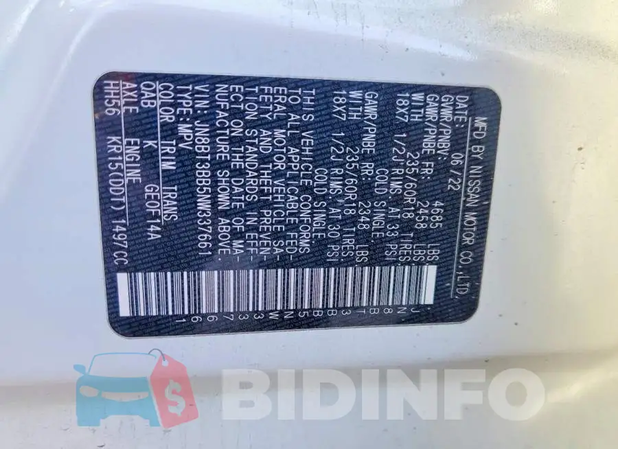 JN8BT3BB5NW337661 Photo# 13